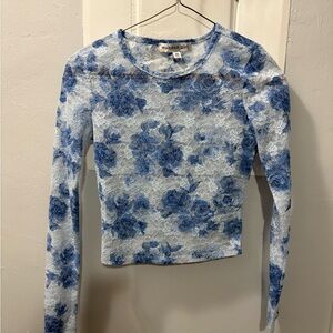 Madden Girl Blue Floral Long Sleeve Top